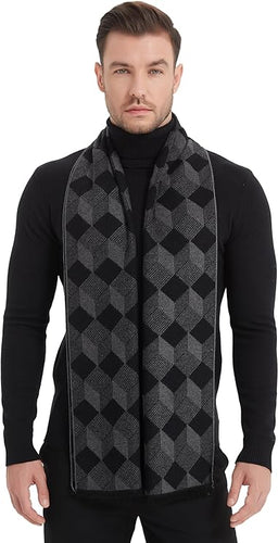 Men's Luxury Black/Grey Cashmere Feel Scarf