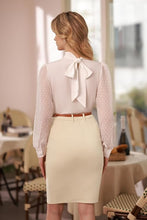 Load image into Gallery viewer, Business Style Beige Belted Button Down Pencil Skirt