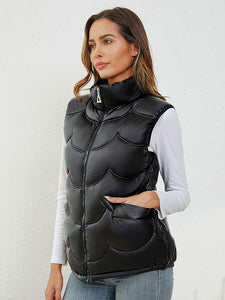 Black Quilted Puffer Sleeveless Gilet Winter Vest Jacket
