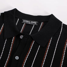 Load image into Gallery viewer, Men&#39;s Short Sleeve Vintage Style Striped Black Shirt