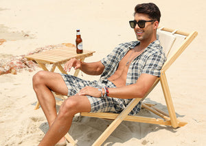 Casual Men's Apricot Vacation Style Shirt & Shorts Set