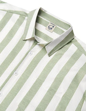Load image into Gallery viewer, Men&#39;s Vacation Striped Summer Short Sleeve Light Green Shirt
