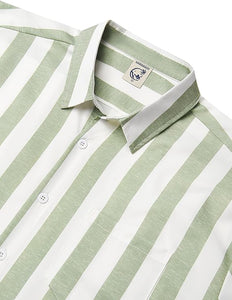 Men's Vacation Striped Summer Short Sleeve Light Green Shirt