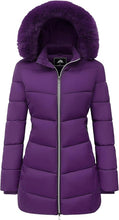 Load image into Gallery viewer, Windproof Purple Thick Hooded Puffer Winter Coat