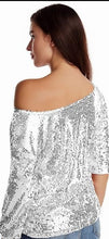 Load image into Gallery viewer, Sparkling Black Sequin Short Sleeve Top