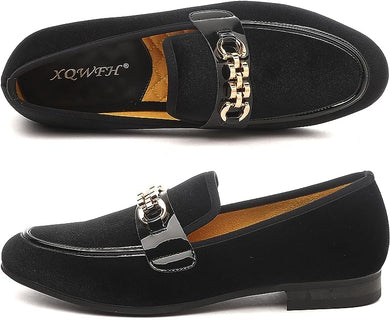Men's Formal Black Velvet Fashionable Dress Loafer Shoes