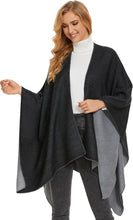 Load image into Gallery viewer, Black-Gray Soft Knit Wrap Poncho Style Cardigan