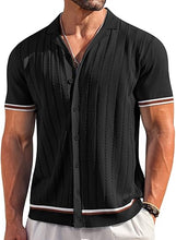 Load image into Gallery viewer, Men&#39;s Knitted Button Down Dark Beige Short Sleeve Shirt