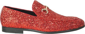 Men's Pink Sequin Metallic Glitter Loafer Dress Shoes