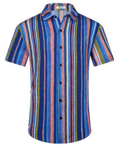 Load image into Gallery viewer, Casual Men&#39;s Blue Vacation Style Shirt &amp; Shorts Set