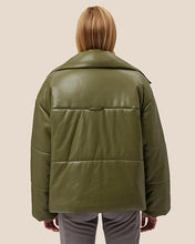 Load image into Gallery viewer, Fashionable Lavender Padded Vegan Leather Long Sleeve Puffer Jacket