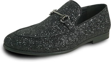 Men's Black Sequin Metallic Glitter Loafer Dress Shoes