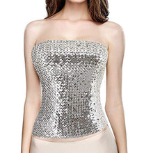 Load image into Gallery viewer, Black Sequin Strapless Tube Top