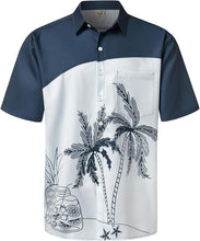 Load image into Gallery viewer, Men&#39;s Two Tone Blue/White Coconut Short Sleeve Shirt