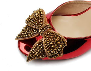 Ruby Red Open Toe Jewel Embellished Designer Shoes