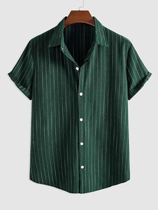 Men's Summer Floral Printed Short Sleeve A-green Shirt