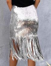 Load image into Gallery viewer, Party Style Fringe Tassel Sequin Midi Skirt