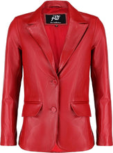 Load image into Gallery viewer, Women&#39;s Red Lambskin Leather Long Sleeve Jacket