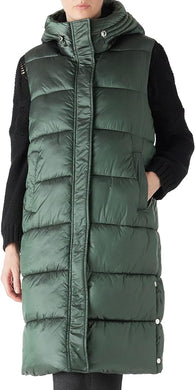 Winter Green Hooded Puffer Style Sleeveless Vest Coat