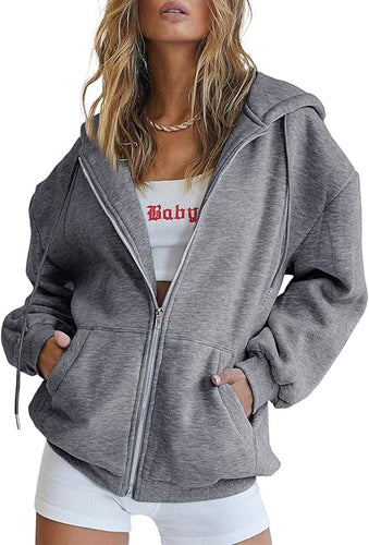 Dark Grey Women's Zip Up Hoodie