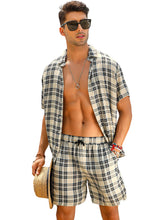 Load image into Gallery viewer, Casual Men&#39;s Blue Vacation Style Shirt &amp; Shorts Set