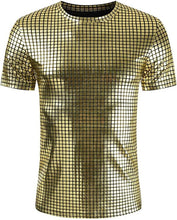 Load image into Gallery viewer, Men&#39;s Square Gold Disco Short Sleeve Shirt