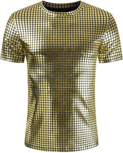 Men's Square Gold Disco Short Sleeve Shirt