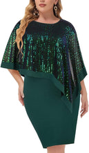 Load image into Gallery viewer, Plus Size Cape Style Glitter Pink Sequin Mini Dress