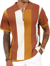 Load image into Gallery viewer, Men&#39;s Vintage Striped Apricot Short Sleeve Sweater