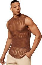 Load image into Gallery viewer, Men&#39;s Brown Knitted Sleeveless Shirt