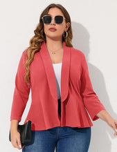 Load image into Gallery viewer, Plus Size White Ruched Sleeve Long Sleeve Blazer Jacket