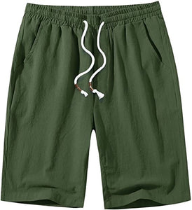 Men's Black Linen Drawstring Casual Summer Shorts