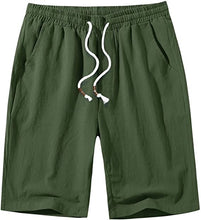 Load image into Gallery viewer, Men&#39;s Sage Green Linen Drawstring Casual Summer Shorts