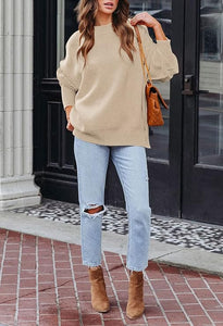 Slouchy Pink Loose Fit Warm Oversized Long Sleeve Sweater