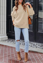 Load image into Gallery viewer, Slouchy Checkered Beige Loose Fit Warm Oversized Long Sleeve Sweater
