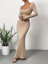 Load image into Gallery viewer, Comfort Knit Soft Pink Long Sleeve Fishtail Maxi Dress