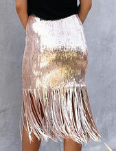 Load image into Gallery viewer, Party Style Fringe Tassel Sequin Midi Skirt