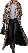 Load image into Gallery viewer, Winter Brown Cheetah Print Faux Fur Long Sleeve Trench Coat