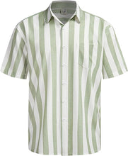 Load image into Gallery viewer, Men&#39;s Vacation Striped Summer Short Sleeve Light Green Shirt