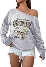 Load image into Gallery viewer, Blue-Grey Fall Chic Off Shoulder Sweatshirt