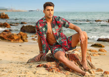 Load image into Gallery viewer, Casual Men&#39;s Blue Vacation Style Shirt &amp; Shorts Set