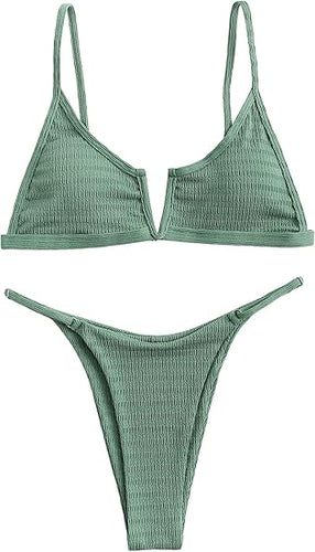 Pretty Colorful 2pc Bikini Green Swimsuit