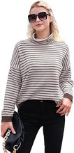 Load image into Gallery viewer, Brown &amp; Beige Striped Oversized Turtleneck Sweater