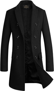The New Yorker Navy Wool 4 Button Long Sleeve Double Breasted Trench Coat