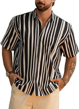 Load image into Gallery viewer, Men&#39;s Vacation Striped Summer Short Sleeve White Striped Shirt