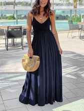 Load image into Gallery viewer, Navy Blue Crochet Lace Chiffon Sleeveless Maxi Dress