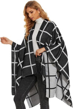 Load image into Gallery viewer, Black-Gray Soft Knit Wrap Poncho Style Cardigan