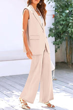 Load image into Gallery viewer, High Fashion Beige Sleeveless Women&#39;s Dress Blazer &amp; Pants Suit