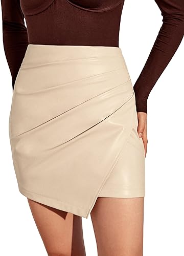 Faux Leather Wrapped Asymmetrical Mini Skirt