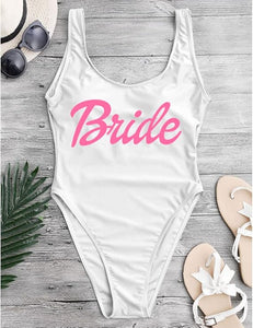 Bride Bachelorette White One Piece Swimsuit